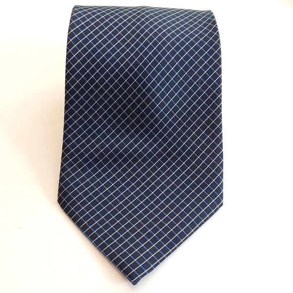Alexis Holt Men's Blue/ Gold  Checkered Tie Silk Business/ Formal Sz.59' Inches - Picture 1 of 5